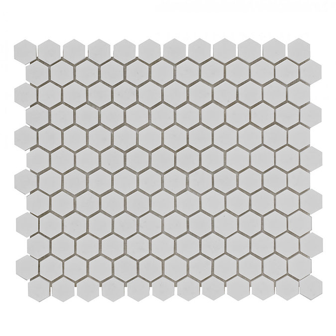 BCT Tiles Luxe White Hexagon Stone Mosaic Tiles - 305 x 265mm - BCT38559 Profile Large Image