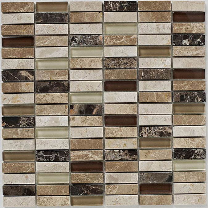 BCT Tiles Naturals Emperador Glass Mix Polished Mosaic Tiles - 305 x 305mm - BCT38535  Profile Large