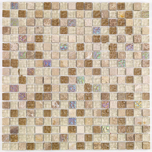 BCT Tiles Naturals Glass and Stone Natural Mix Mosaic Tiles - 300 x 300mm - BCT38504 Large Image