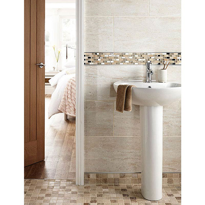 BCT Tiles Naturals Stone/Glass/Metal/Pearl Mix Mosaic Tiles - 300 x 300mm - BCT38498 Feature Large