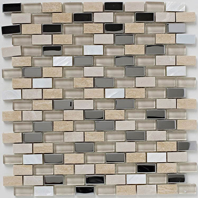 BCT Tiles Naturals Stone/Glass/Metal/Pearl Mix Mosaic Tiles - 300 x 300mm - BCT38498  Feature Large 
