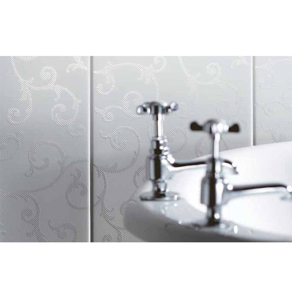 BCT Tiles - 10 Renaissance Scroll White Wall Satin Tiles - 248x398mm - BCT08392 Feature Large Image