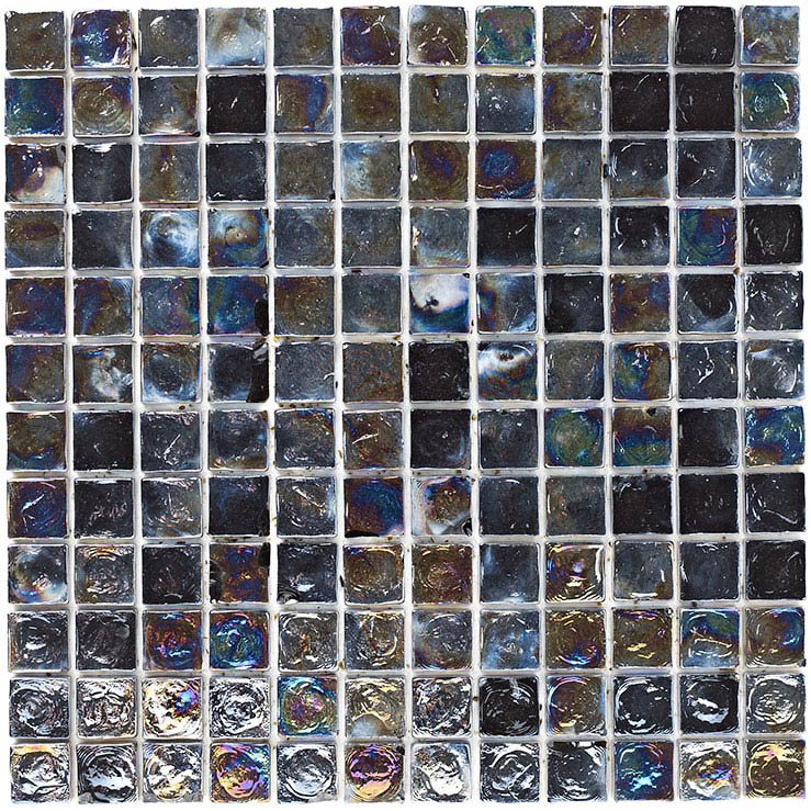 BCT Tiles Shades of Grey Black Hammered Glass Mosaic Tiles - 305 x 305mm - BCT38375 Large Image