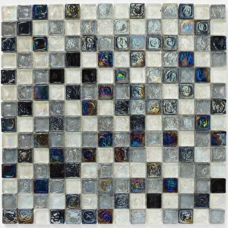 BCT Tiles Shades of Grey Hammered Glass Mosaic Tiles - 305 x 305mm - BCT38351  Profile Large Image