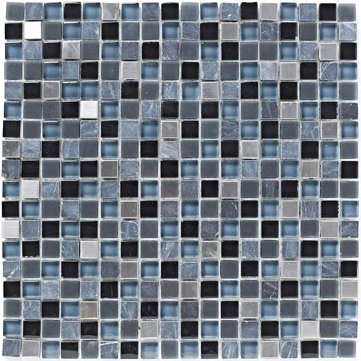 BCT Tiles Shades of Grey Stone/Glass Grey Mix Mosaic Tiles - 300 x 300mm - BCT38344 Large Image