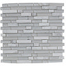 BCT Tiles Shades of Grey White Linear Glass Stone Mix Mosaic Tiles - 305 x 305mm - BCT38368  Profile