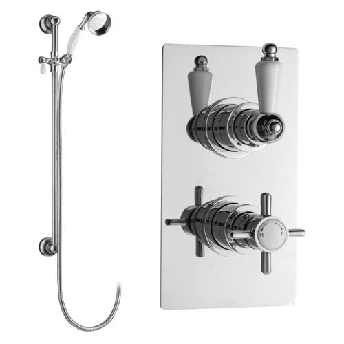Ultra Beaumont Twin Thermostatic Shower Valve w/ Slider Rail Kit Large Image