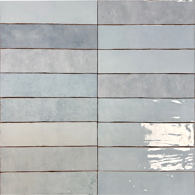 Stonehouse Studio Beauvais Rustic Light Blue Zellige Effect Wall Tiles 75 x 300mm