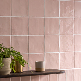 Stonehouse Studio Beauvais Rustic Pink Zellige Effect Wall Tiles 130 x 130mm