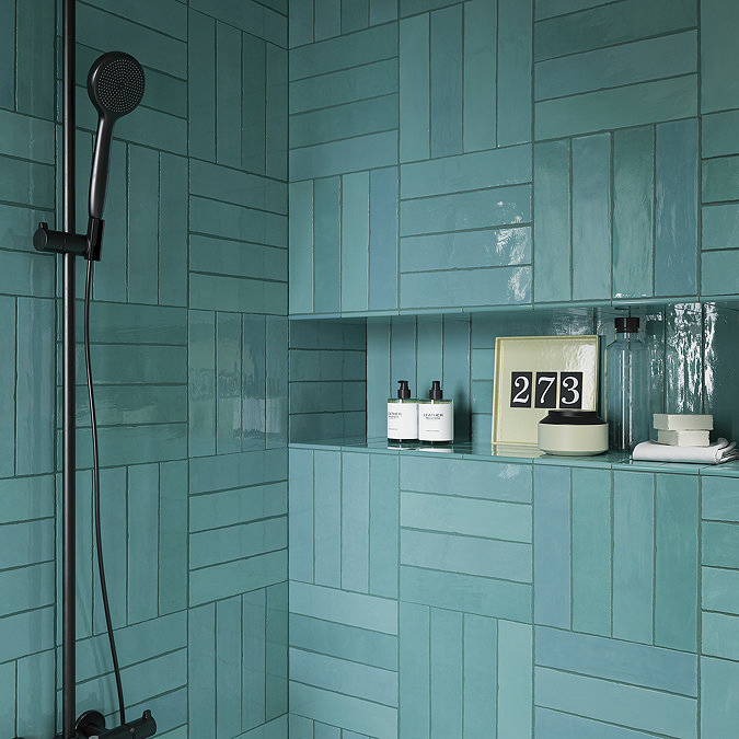 Stonehouse Studio Beauvais Rustic Turquoise Zellige Effect Wall Tiles 75 x 300mm