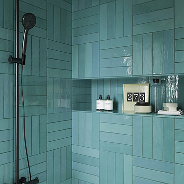 Stonehouse Studio Beauvais Rustic Turquoise Zellige Effect Wall Tiles 75 x 300mm