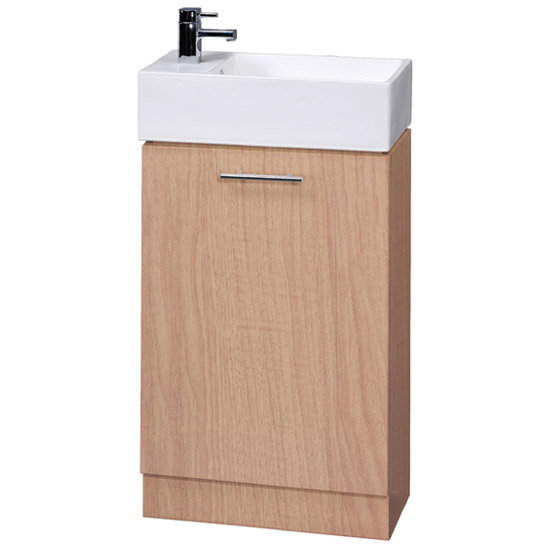Cubix 480 x 230mm Beech Vanity Unit w/ Ceramic Basin - VTY067 Large Image