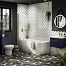 Belmont Hexagon Black with White Lines Wall and Floor Tiles  In Bathroom Large Image