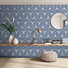 Belmont Hexagon Blue with White Lines Wall and Floor Tiles  Feature Large Image