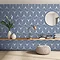 Belmont Hexagon Blue with White Lines Wall and Floor Tiles  Feature Large Image