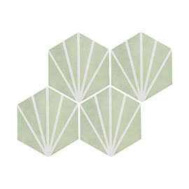 Belmont Hexagon Green with White Lines Wall and Floor Tiles Medium Image