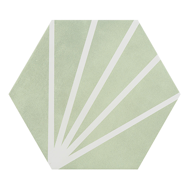 Belmont Hexagon Green with White Lines Wall and Floor Tiles