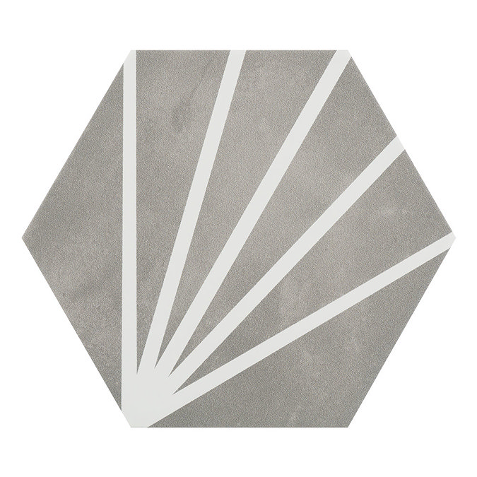 Belmont Hexagon Grey with White Lines Wall and Floor Tiles  Profile Large Image