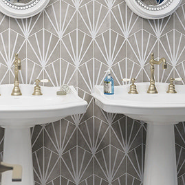 Belmont Hexagon Grey with White Lines Wall and Floor Tiles Large Image