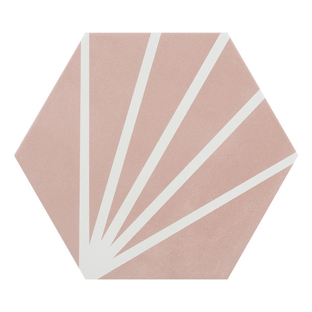 Belmont Hexagon Pink with White Lines Wall and Floor Tiles  Feature Large Image