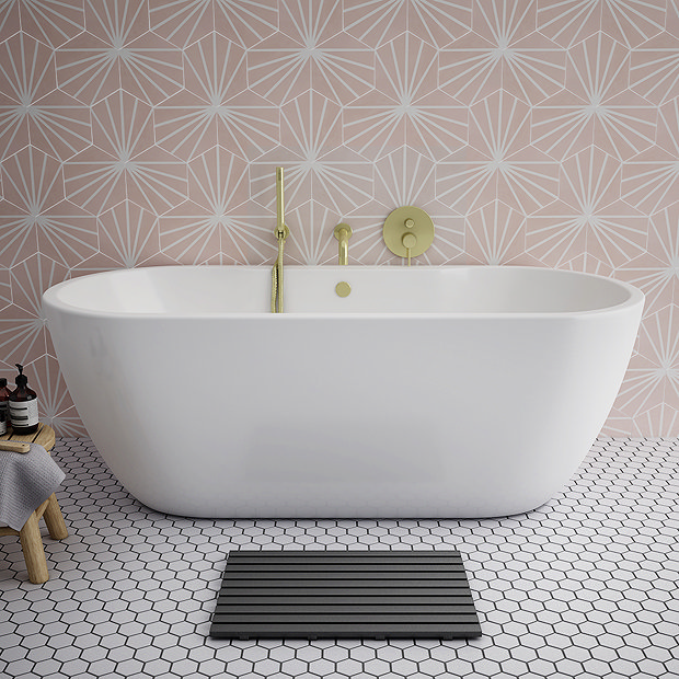 Belmont Hexagon Pink with White Lines Wall and Floor Tiles  additional Large Image