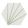 Belmont Hexagon White with Green Lines Wall and Floor Tiles  Feature Large Image