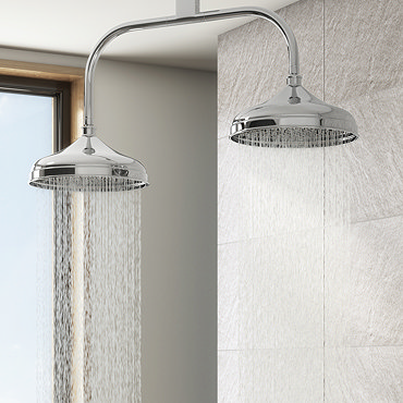 Belmont Traditional 12" Apron Fixed Dual Ceiling Mounted Shower Heads  Profile Large Image