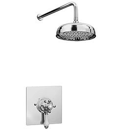 Belmont Traditional Dual Concealed Thermostatic Shower Valve Inc. 8" Apron Fixed Head Medium Image