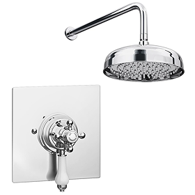 Belmont Traditional Dual Concealed Thermostatic Shower Valve with 8" Apron Fixed Head