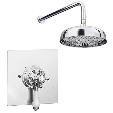 Belmont Traditional Dual Concealed Thermostatic Shower Valve Inc. 8" Apron Fixed Head Profile Large