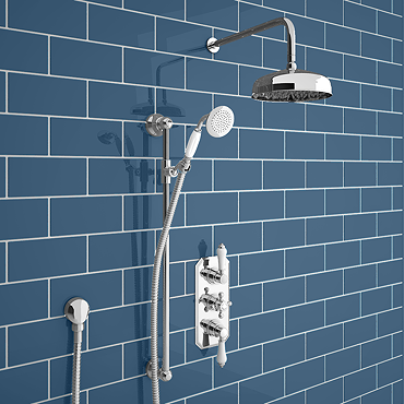 Belmont Traditional Shower Package - Concealed Valve with Fixed Head & Slider Kit in Chrome
