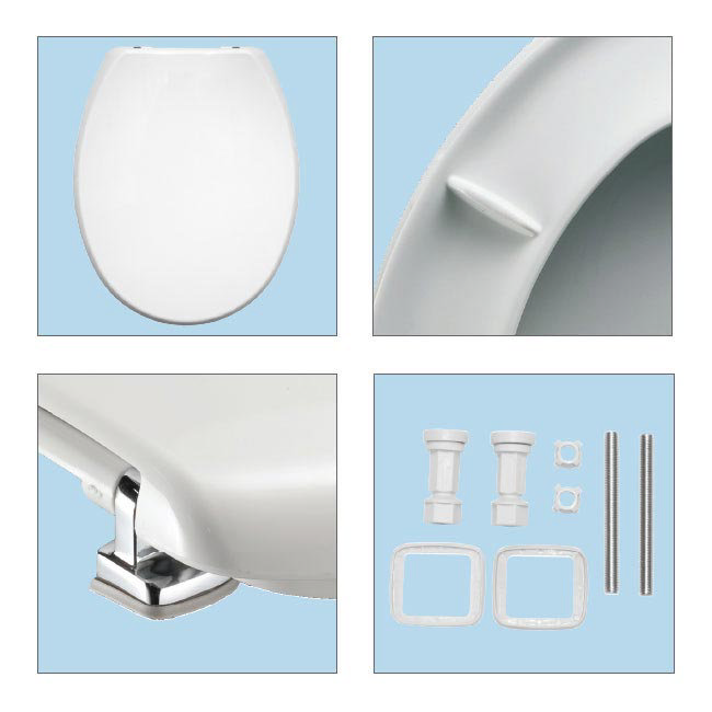 Bemis Buxton Toilet Seat with Adjustable Chrome Hinges - 2850CPT000 Standard Large Image