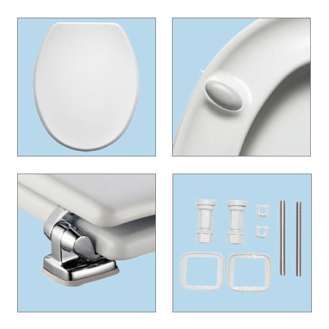 Bemis Memphis Toilet Seat with Adjustable Chrome Hinges - 4402CPT000 Feature Large Image