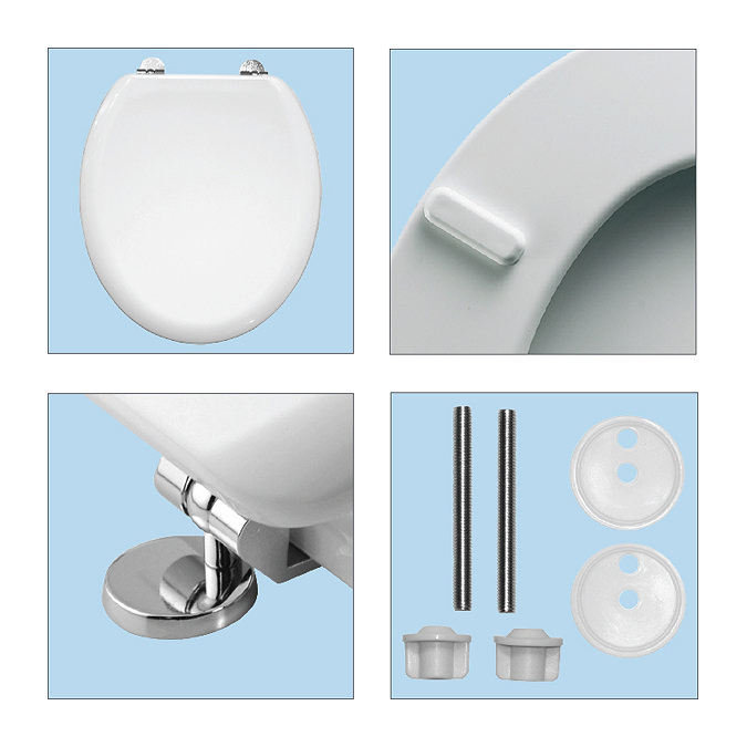 Bemis - Model 5000CP Toilet Seat with Chrome Hinges - White
