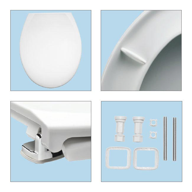Bemis Oxford Toilet Seat with Adjustable Chrome Hinges - 3900CPT000 Feature Large Image
