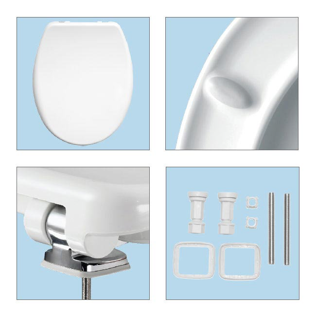 Bemis Venezia Soft Close Toilet Seat with Adjustable Chrome Hinges - 2082CLT000 Feature Large Image
