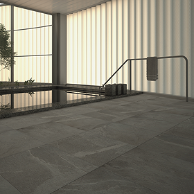 Berisso Anthracite Stone Effect Wall and Floor Tiles - 500 x 500mm