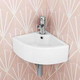 Bermuda Corner Cloakroom Basin 1TH - 335 x 335mm Large Image