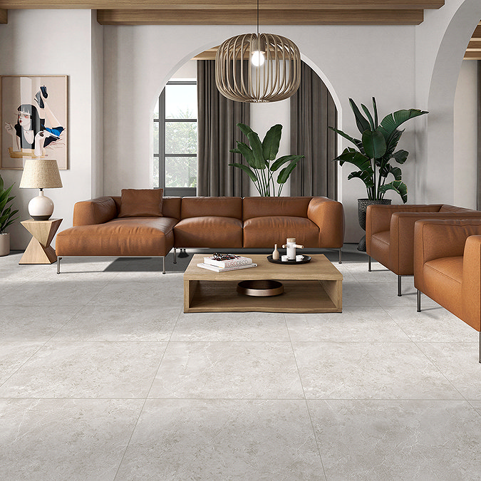 Bertoldo Light Grey Stone Effect Wall & Floor Tiles - 600 x 600mm