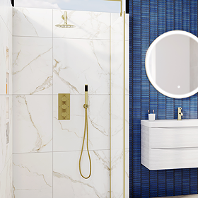 Bertrand Gloss Gold Marble Effect Wall and Floor Tiles - 600 x 600mm