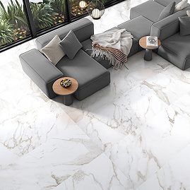Bertrand Large Format Matt Gold Marble Effect Wall and Floor Tiles - 600 x 1200mm