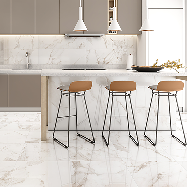 Bertrand Gloss Gold Marble Effect Wall and Floor Tiles - 450 x 450mm