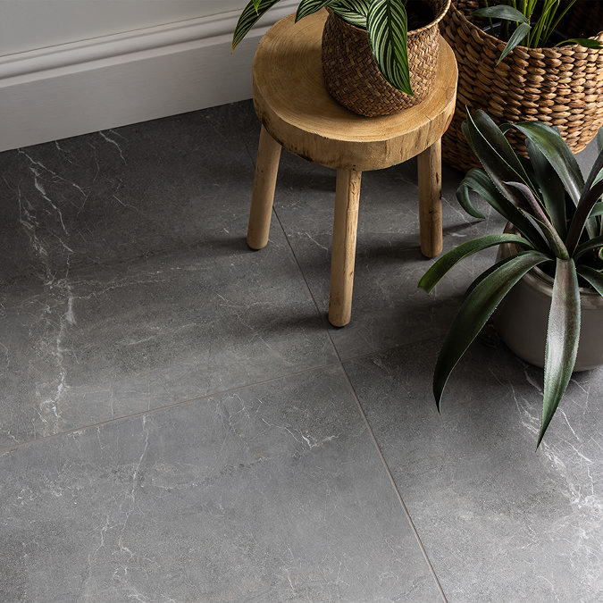 Berwick Grey Stone Effect Anti-slip Floor Tiles 600 x 600mm