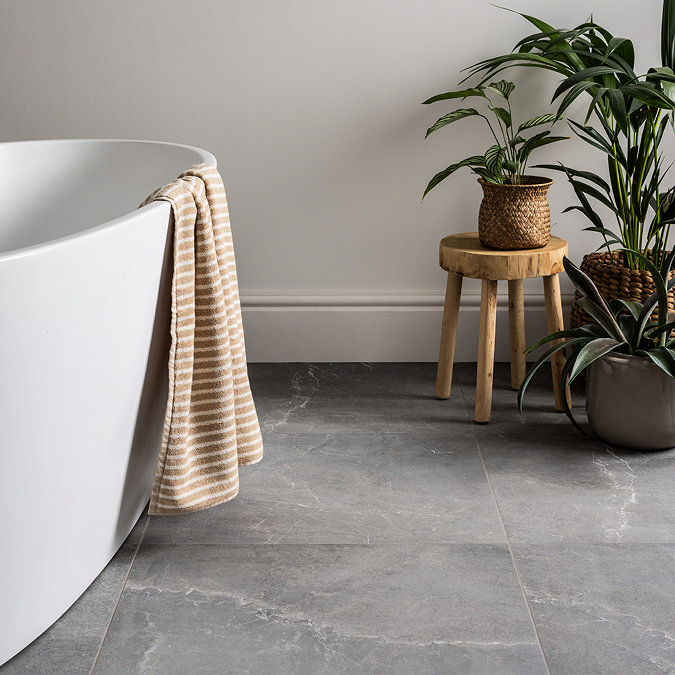 Berwick Grey Stone Effect Anti-slip Floor Tiles 600 x 600mm