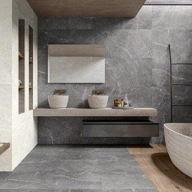 Berwick Grey Stone Effect Anti-slip Floor Tiles 600 x 600mm