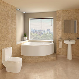 Bianco Bathroom Suite with Orlando Corner Bath Medium Image