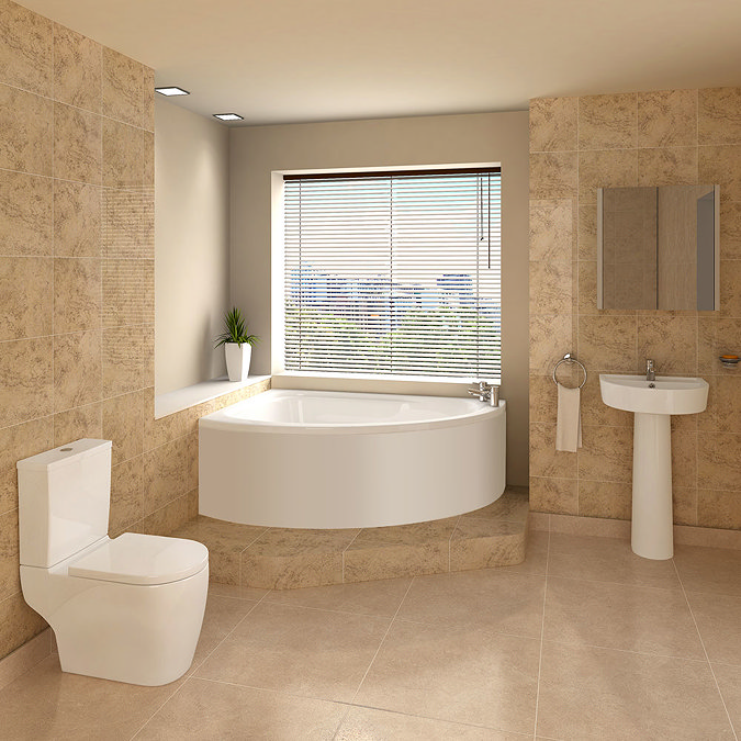 Bianco Bathroom Suite with Orlando Corner Bath Large Image