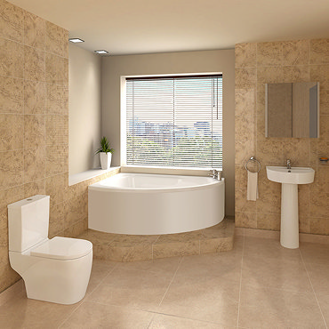 Bianco Bathroom Suite with Orlando Corner Bath Profile Large Image