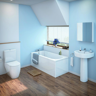 Bianco Bathroom Suite with Single Ended Bath - 3 Bath Size Options Profile Large Image