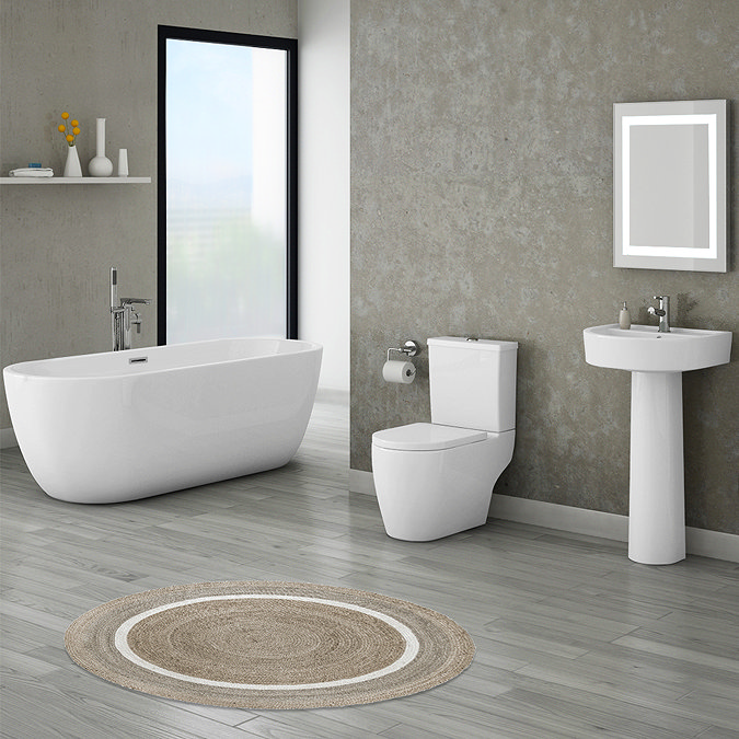 Bianco Double Ended Curved Freestanding Bath Suite Large Image